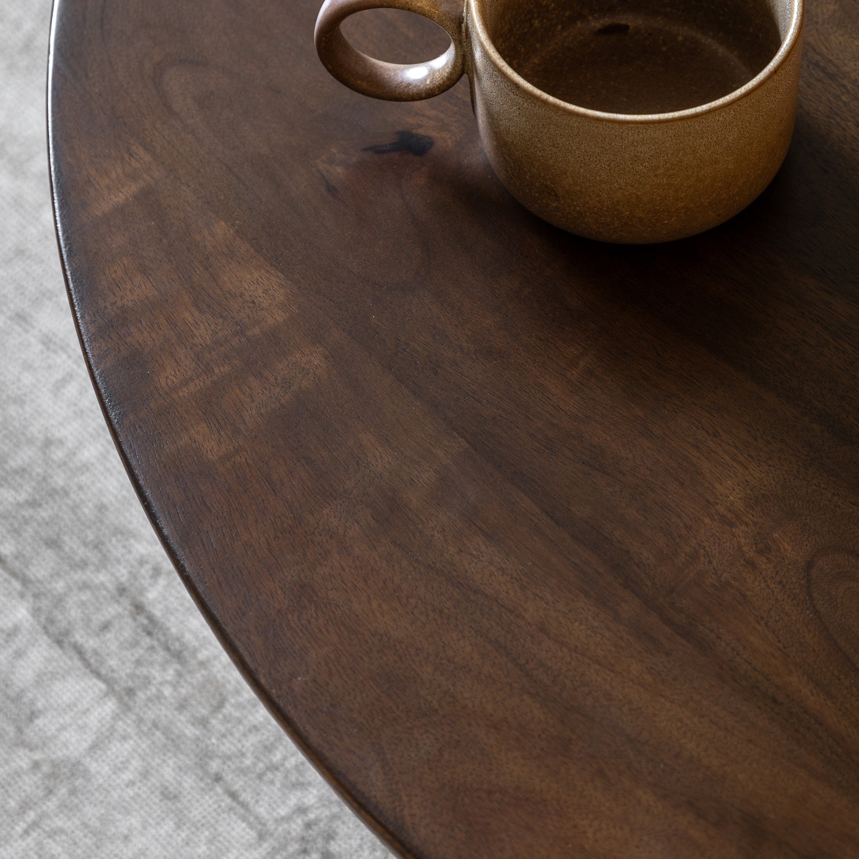 Anders Dark Brown Mango Wood Round Coffee Table